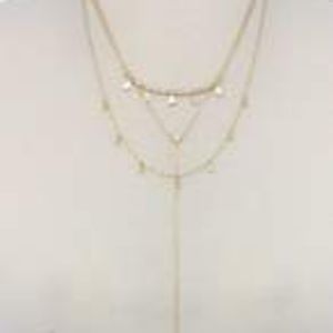 Hammered Teardrop Shape Dangle Layered Necklace